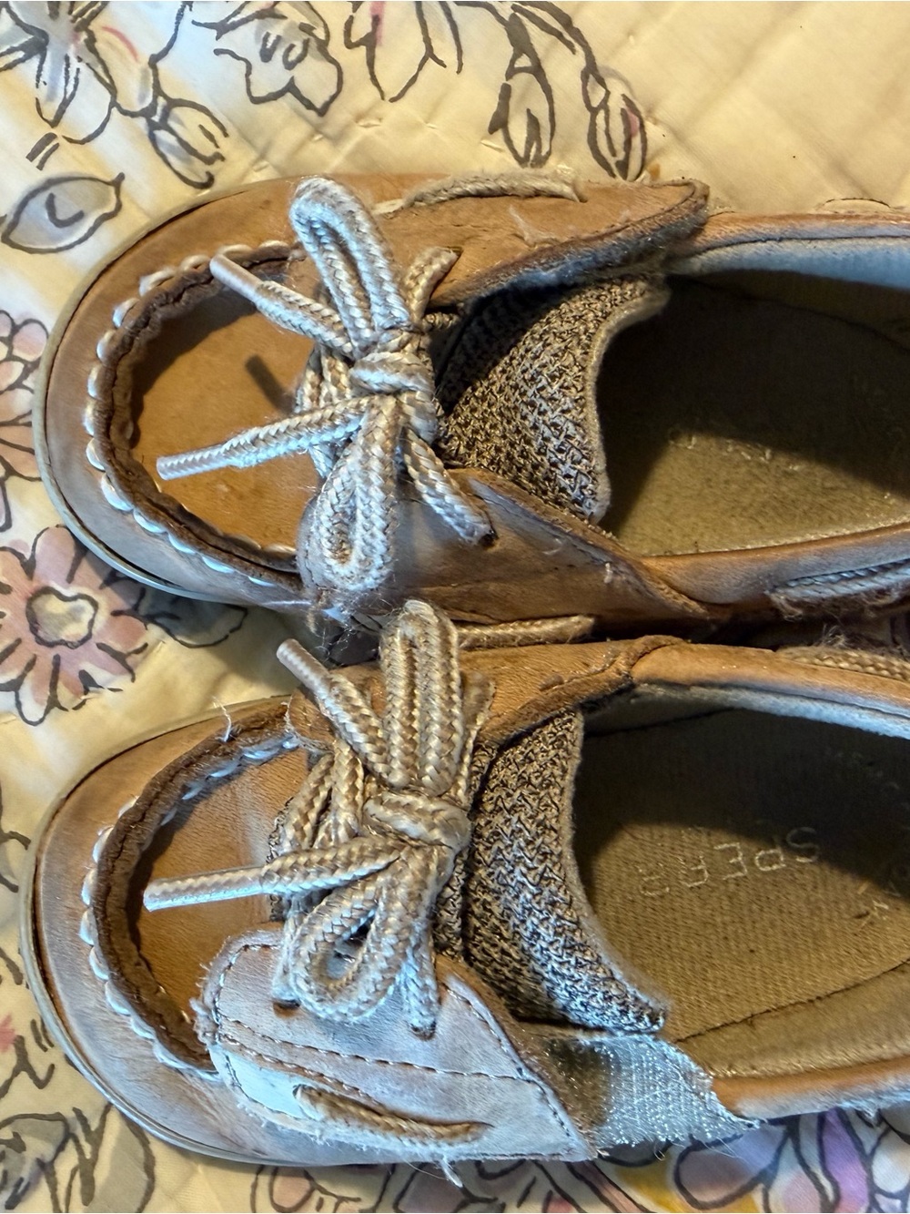 Sperry Kids Tan Moccasin Boat Shoes with Rope Laces